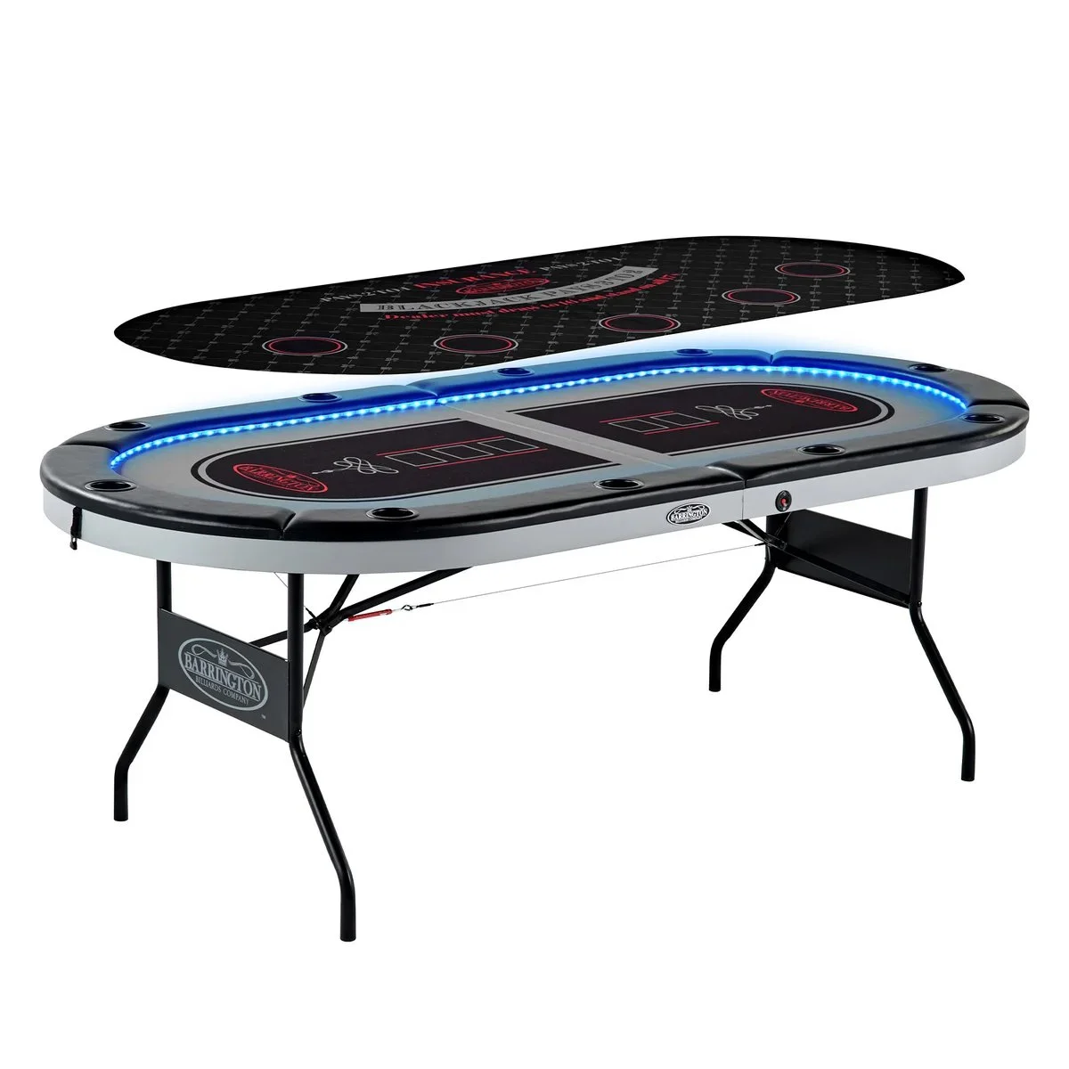 10-Player Poker Table, In-laid LED Lights, by Barrington Billiards